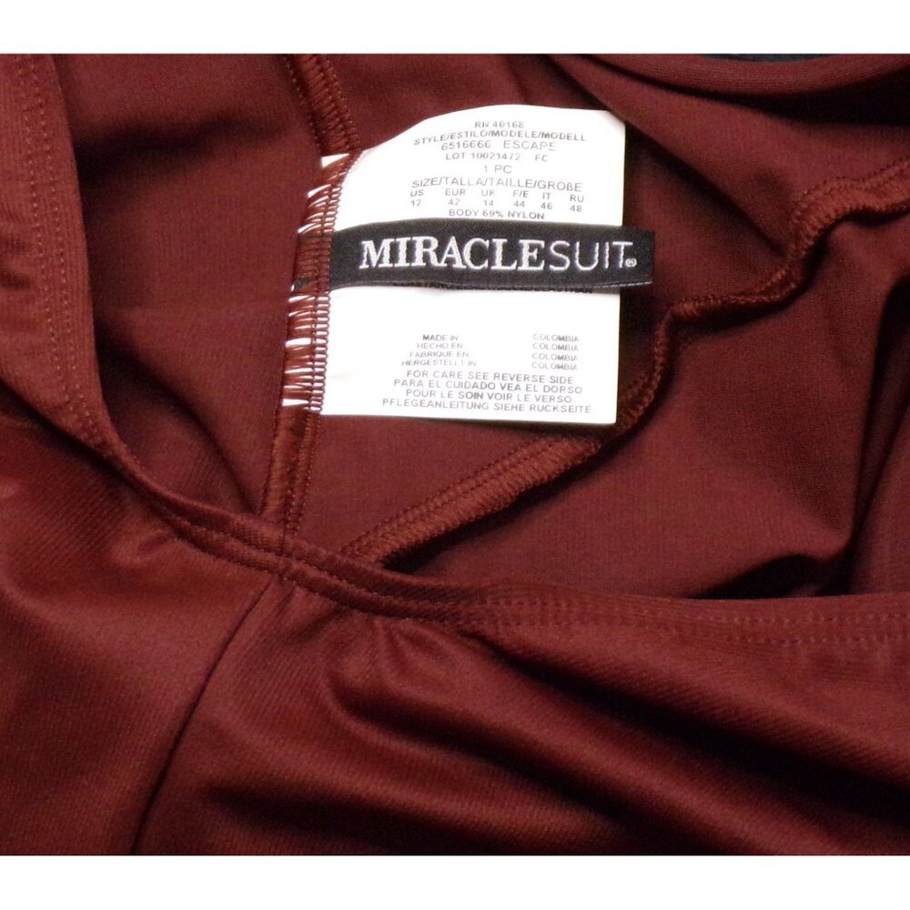 🆕 MIRACLESUIT Must Have Escape Slimming One Piece Swimsuit 12 Brown - Picture 9 of 9